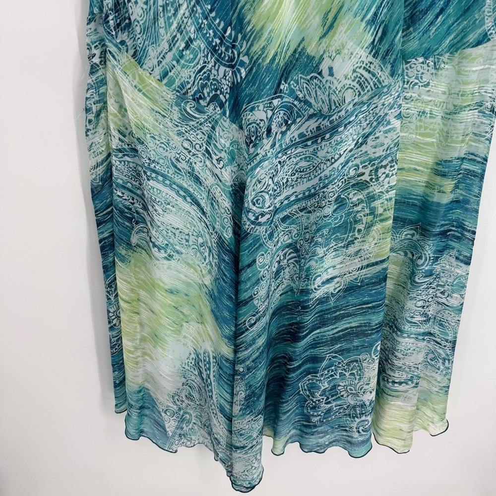 Maggie Barnes size 28W Sleeveless Maxi Dress Lined Metallic Gauzy Women Surplice - Picture 7 of 9